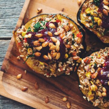 stuffed acorn squash & red wine cranberry sauce_hot for food