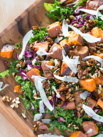 roasted sweet potato kale salad with mustard dill vinaigrette_hot for food