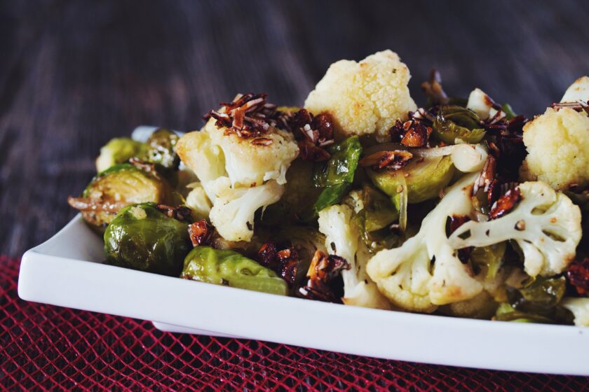roasted brussels and cauliflower_hot for food