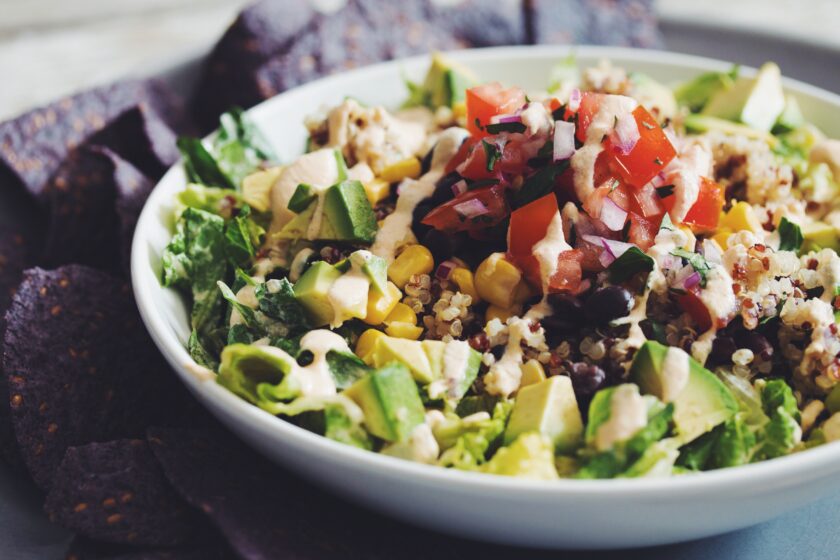 rainbow quinoa taco salad_hot for food