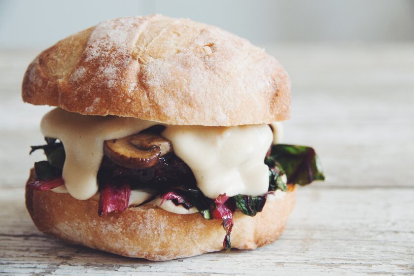 smoked gouda mushroom chard burger_hot for food