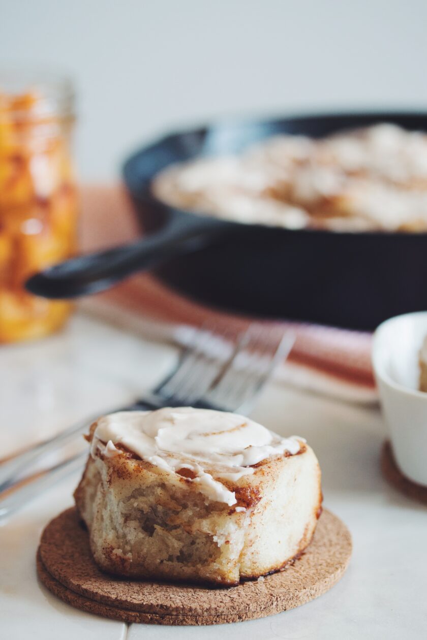 vegan spiced peach cinnamon rolls recipe