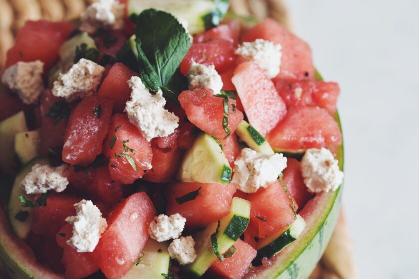 watermelon cucumber salad with almond feta_hot for food