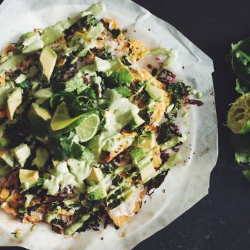mean green nachos with cilantro sour cream_hot for food
