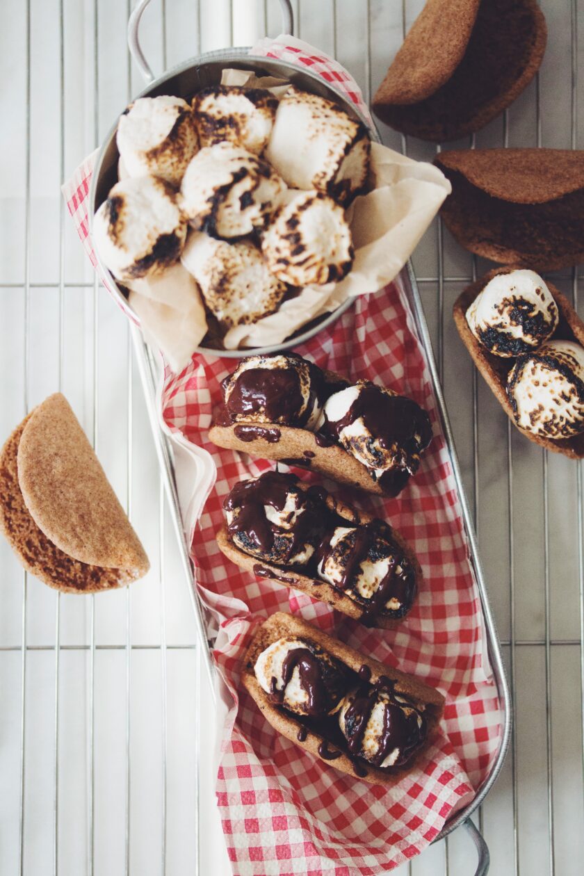 vegan recipe for s'more tacos hot for food