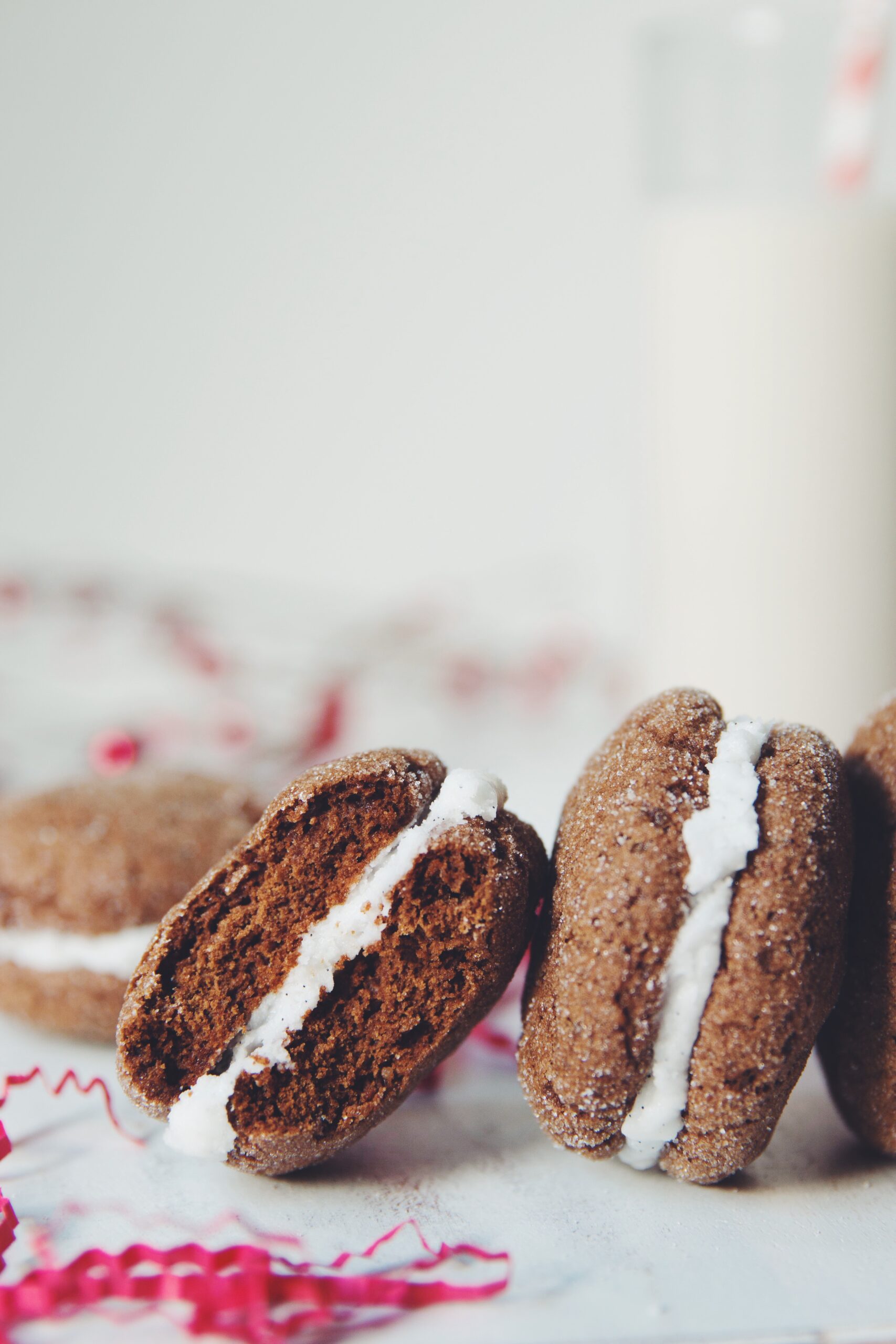 center view of gingerbread sandwich cookies