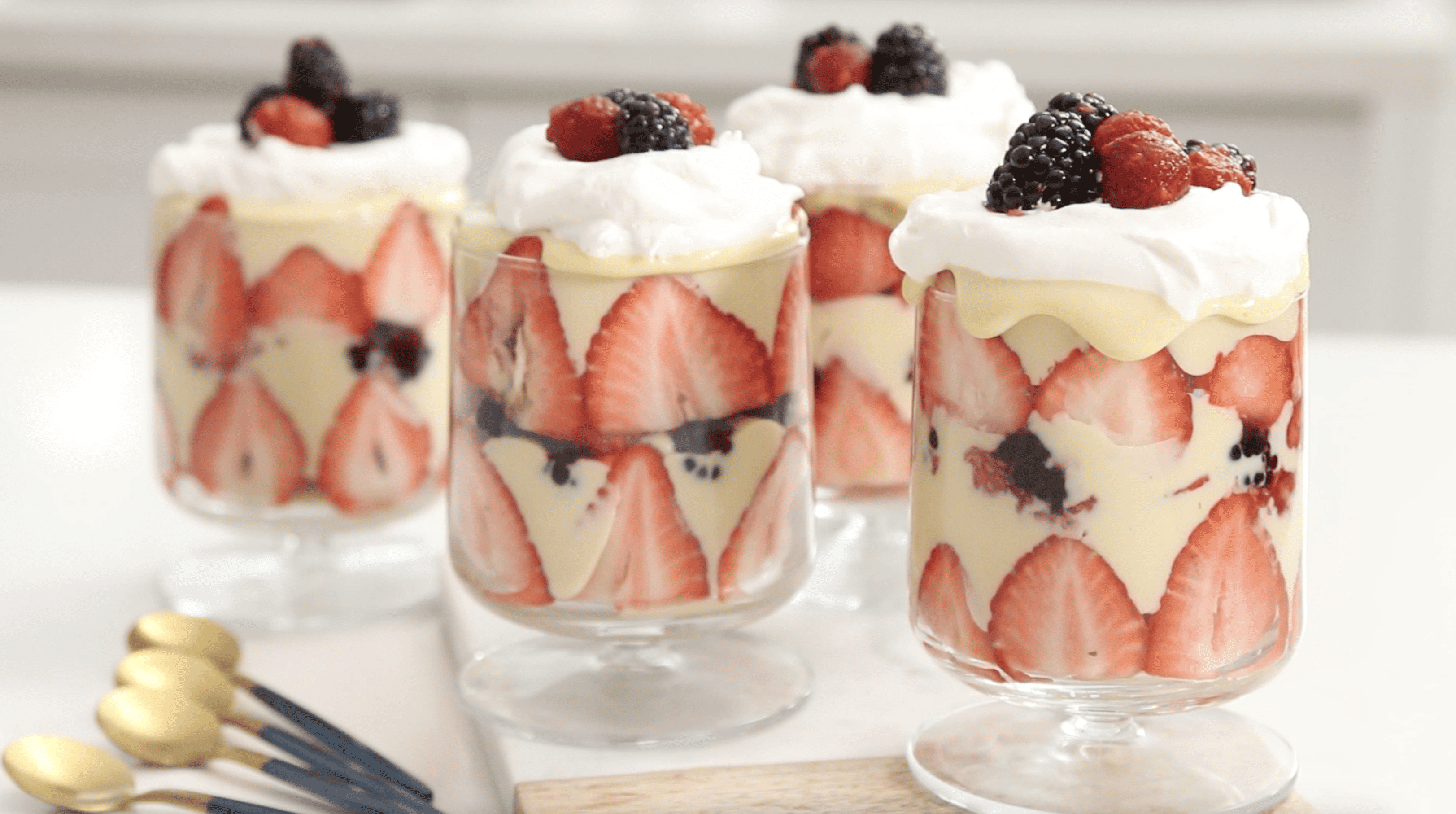 4 individual trifles displayed