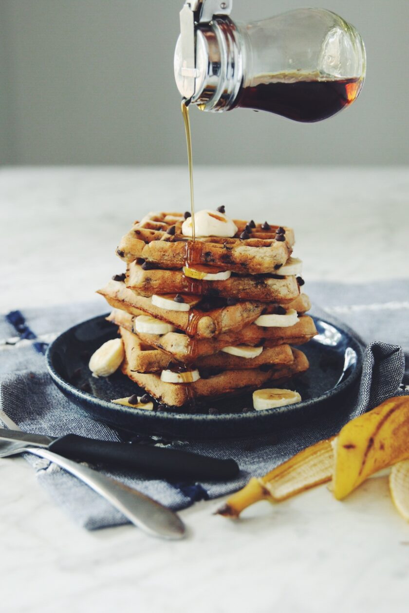 chocolate chip banana waffles vegan recipe