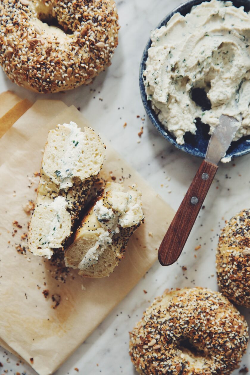 vegan bagels and herb & garlic cream cheese recipe