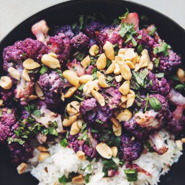 roasted tangy purple cauliflower