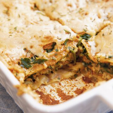 vegan pumpkin lasagna with tofu ricotta